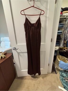 express brown satin dress | Dresses | Express Slip In Rust chocolate brown wedding dress